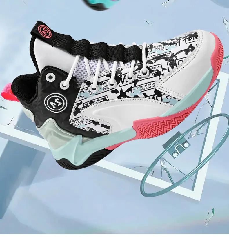 Outdoor Sport Court Flooring - Teen Girls Plain Fashion Basketball Sneakers