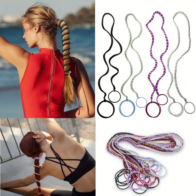 Outdoor Sport Gym - Long Elastic Ponytail Holder Mixed-color Braided