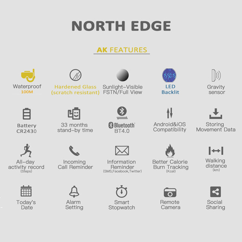 NORTH EDGE AK 100M Waterproof  - огляд і ціна Outdoor Sport Smart Watch